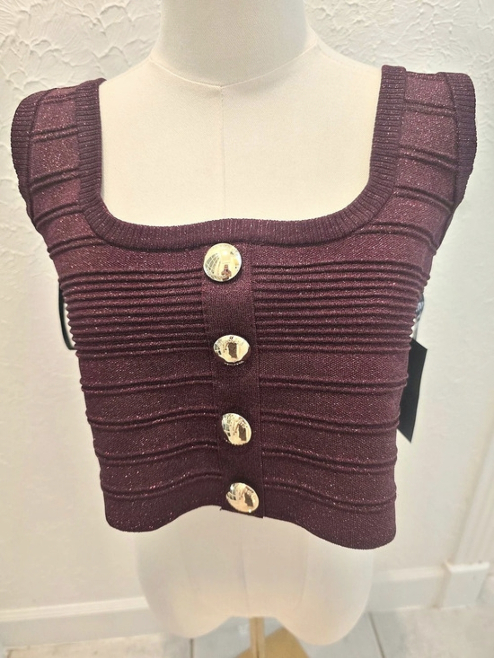 Retrofête Nella Metallic Pinot Knit Crop Top XL NWT